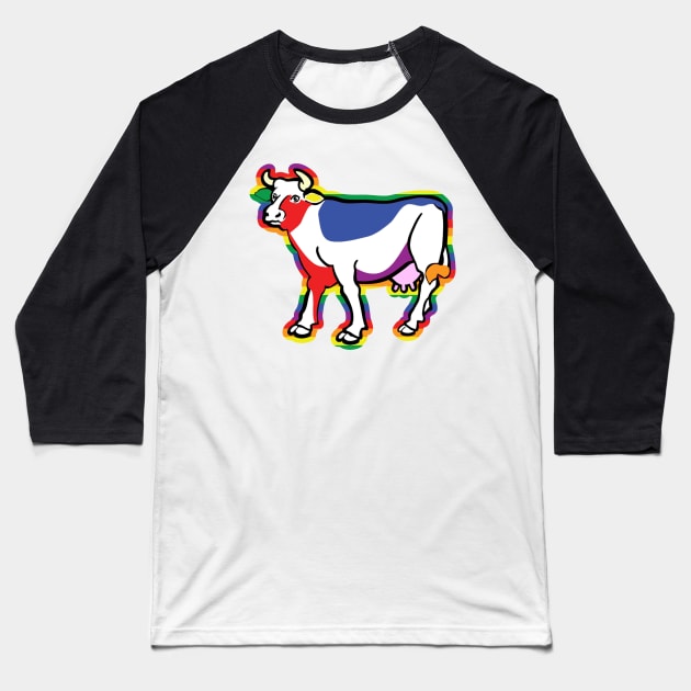 Gay pride happy positive cow Baseball T-Shirt by Captain-Jackson